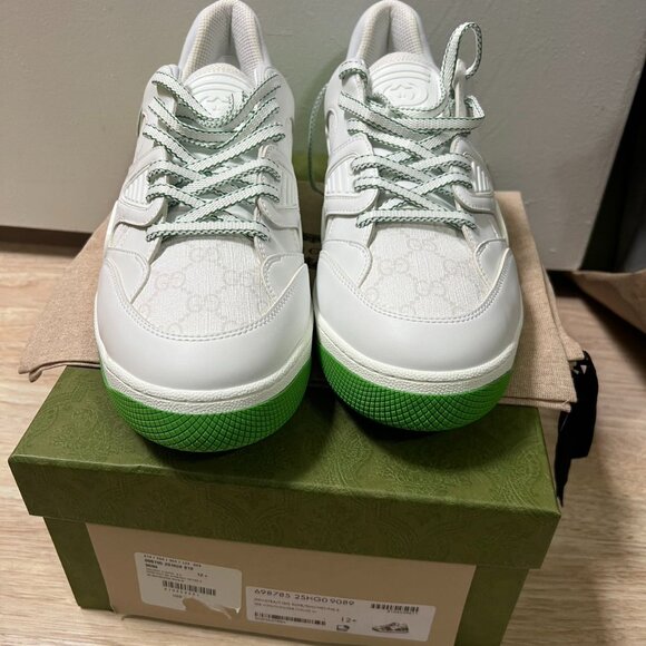 MEN Gucci Basket Low White Demetra Green - Picture 1 of 8